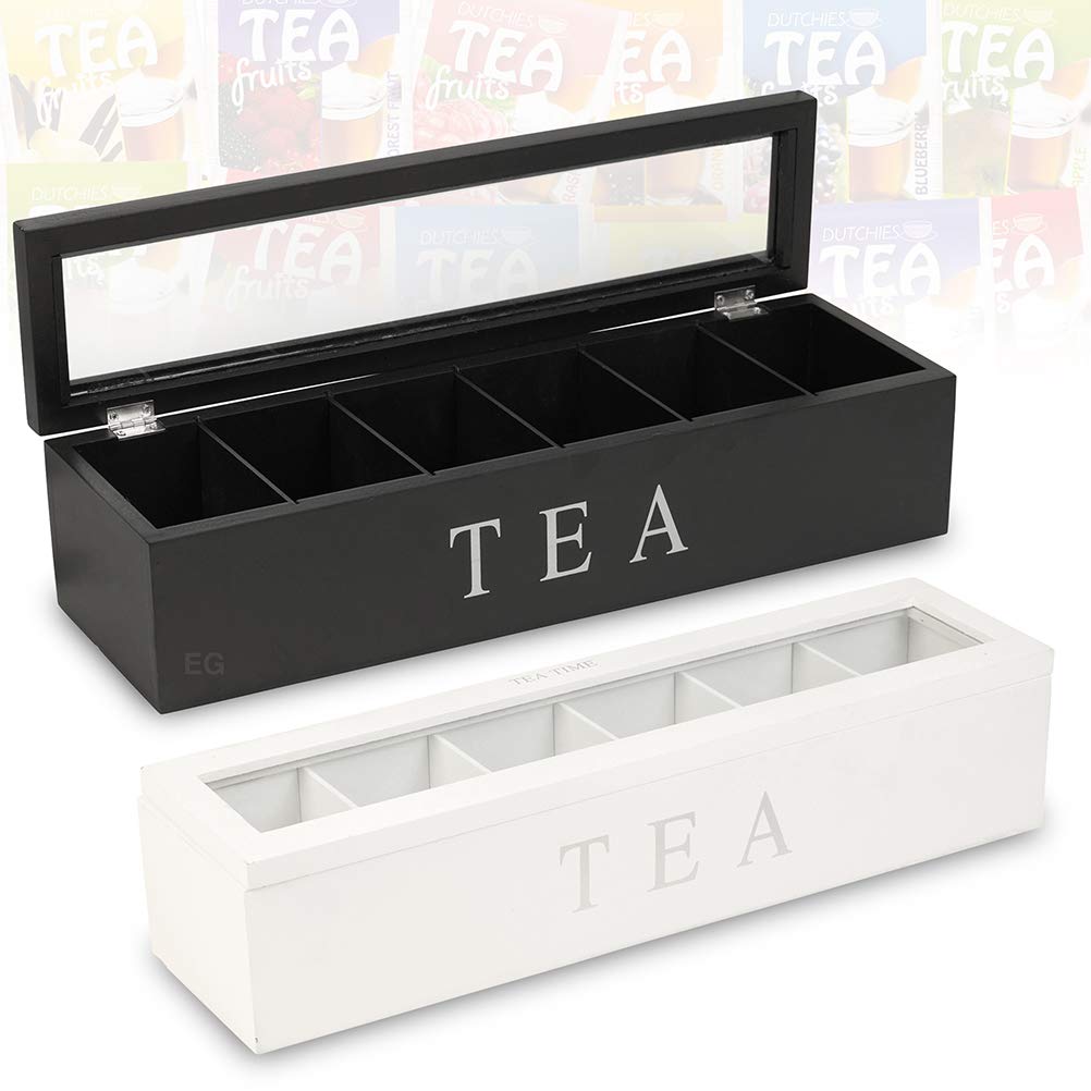 Divided Storage Organizer Container With 6 Compartments Food Storage Bin Wooden Tea Drawer Box Pantry Bin For Snacks Tea Bags Co